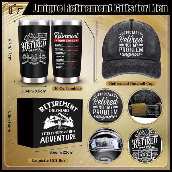 2025 Retirement Gifts Basket for Men with Funny 20 Oz Tumbler