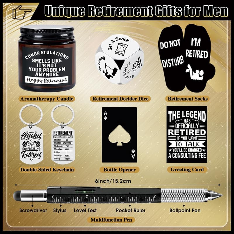 2025 Retirement Gifts Basket for Men with Funny 20 Oz Tumbler