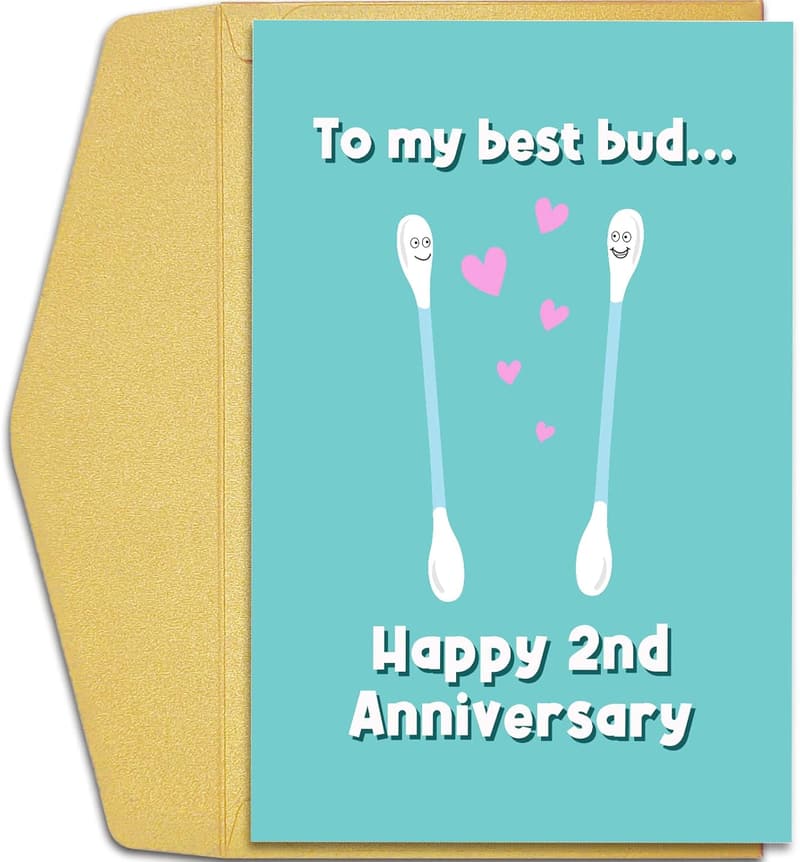 2nd Anniversary Funny Cotton Greeting Card for Couples