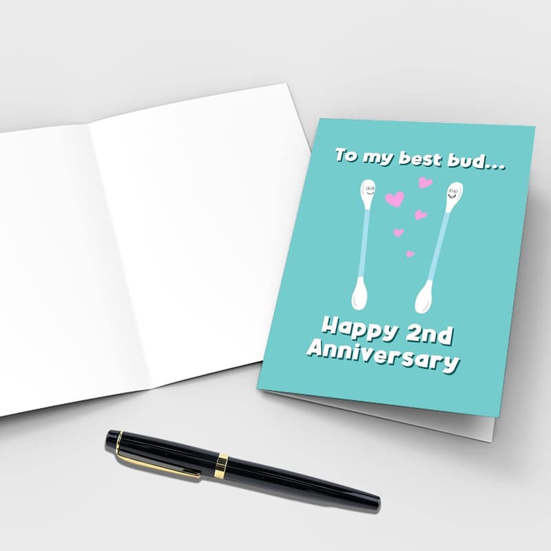 2nd Anniversary Funny Cotton Greeting Card for Couples