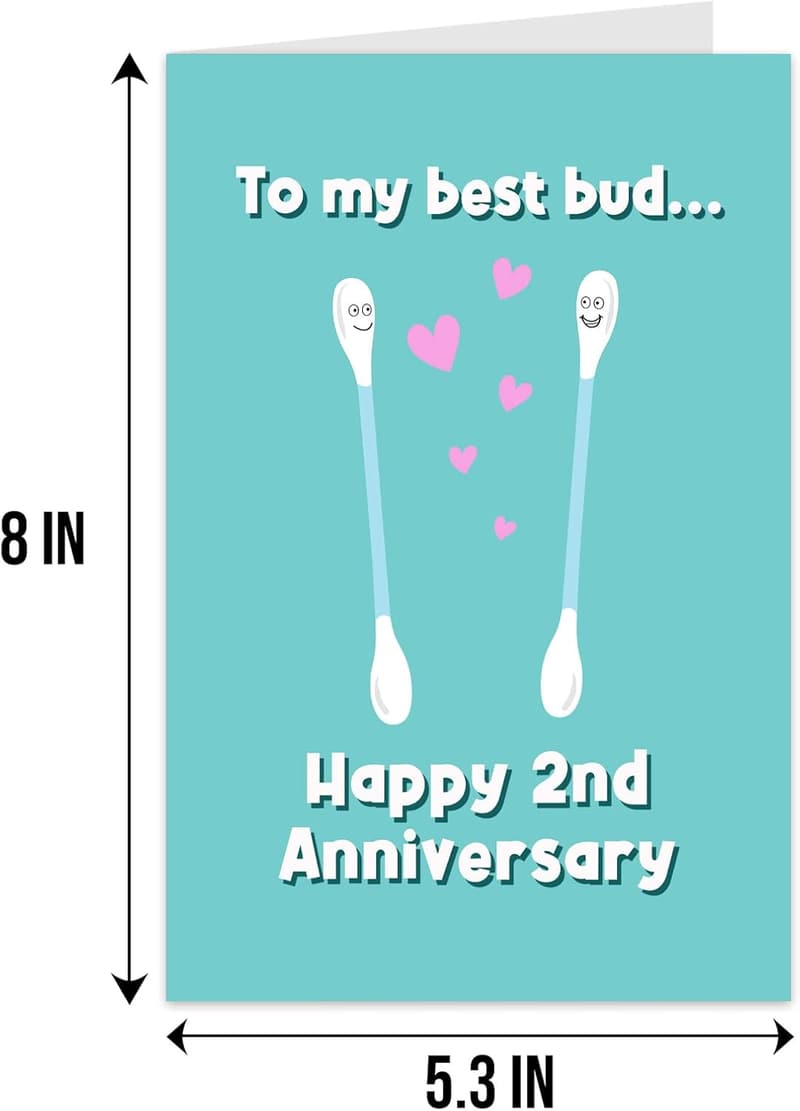 2nd Anniversary Funny Cotton Greeting Card for Couples