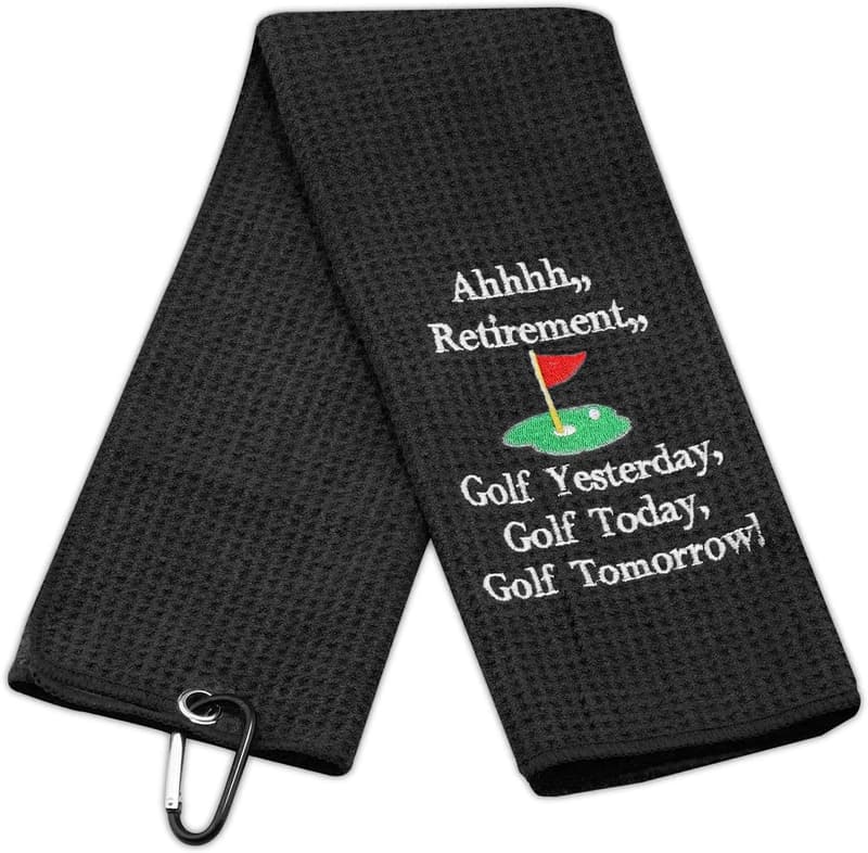 Retirement Golf Embroidered Towel with Clip for Men and Women