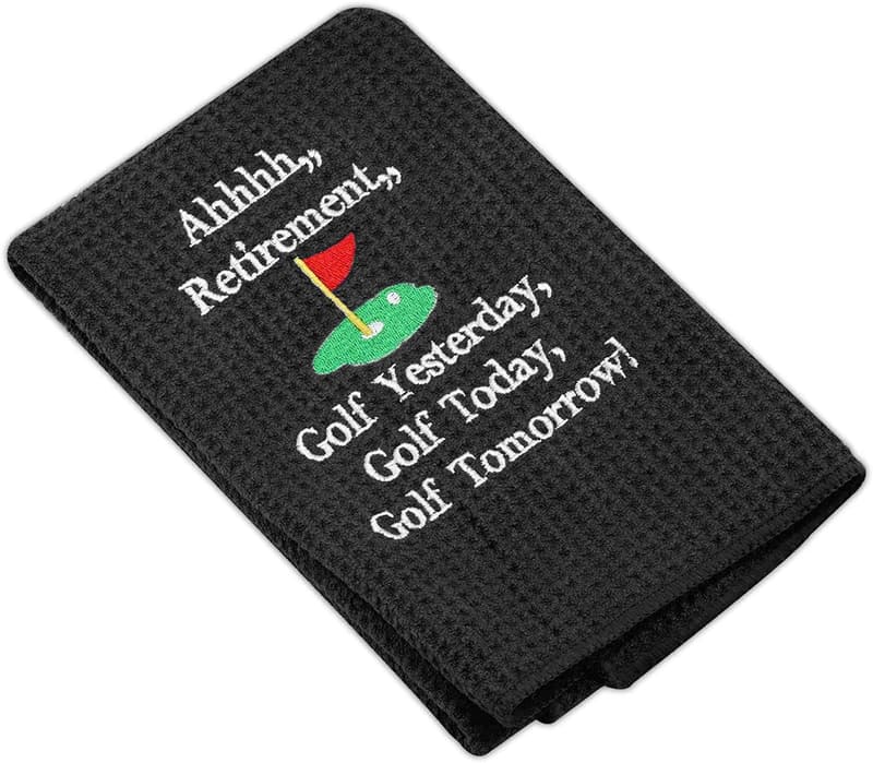 Retirement Golf Embroidered Towel with Clip for Men and Women