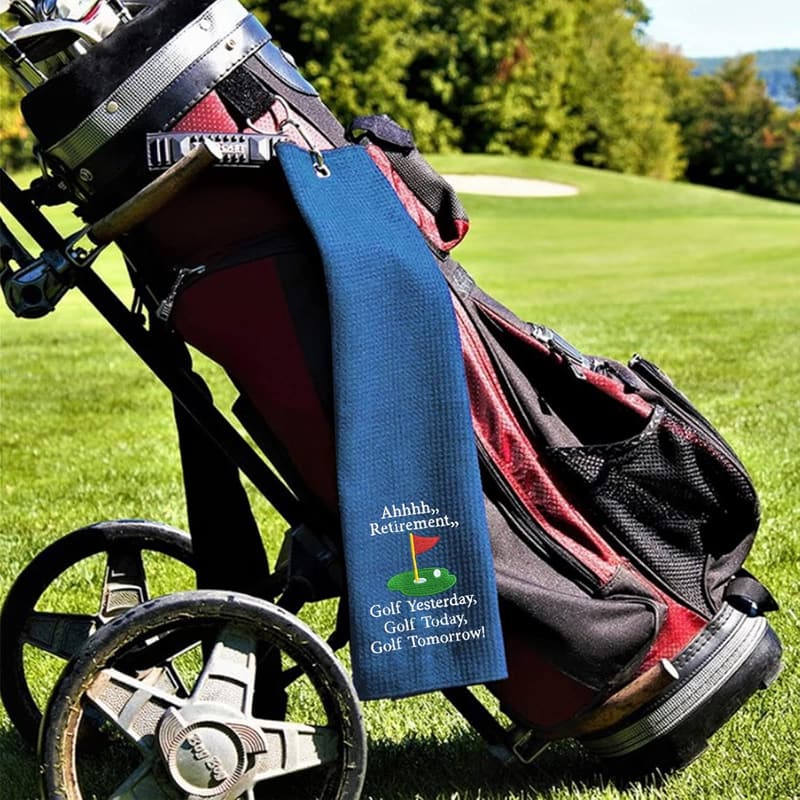Retirement Golf Towel - Embroidered Navy Blue for Men