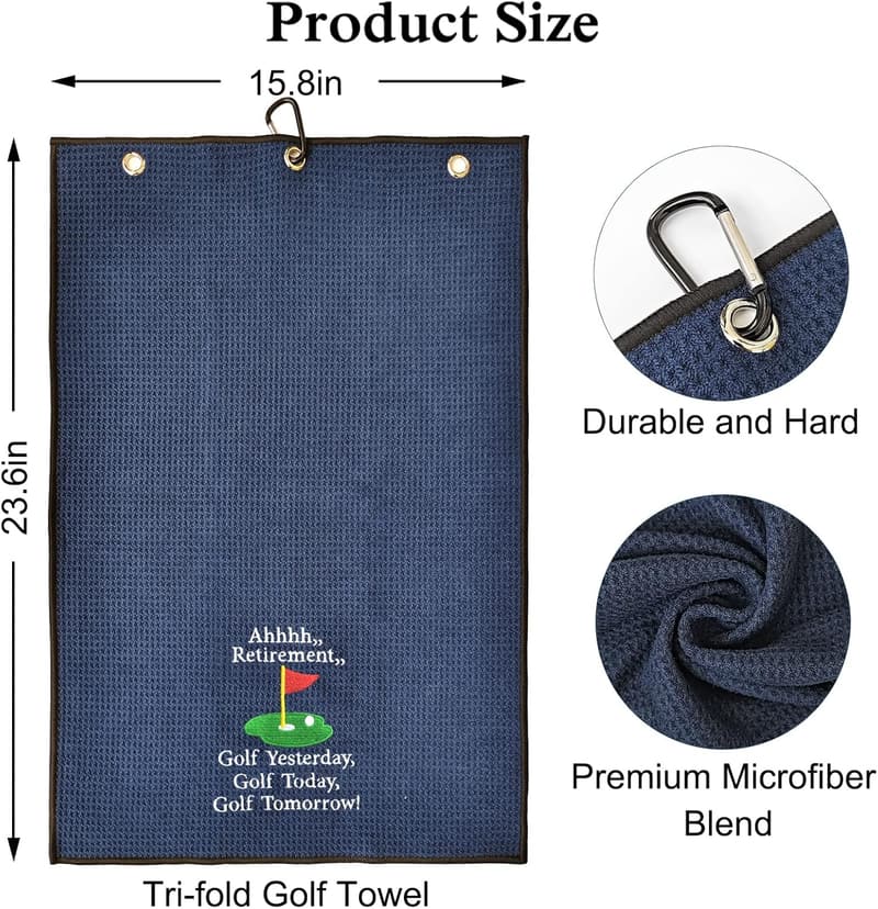 Retirement Golf Towel - Embroidered Navy Blue for Men