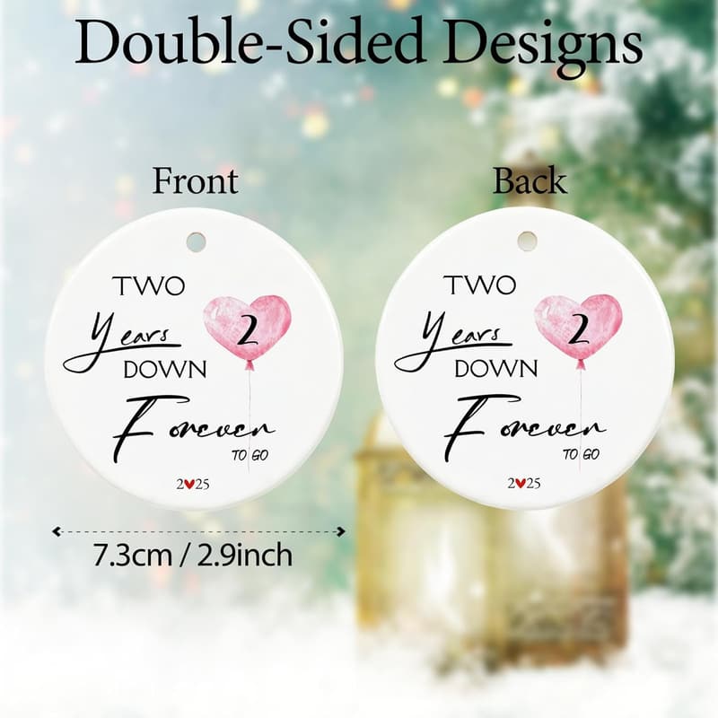 2nd Anniversary Ceramic Ornament Gift for Couples