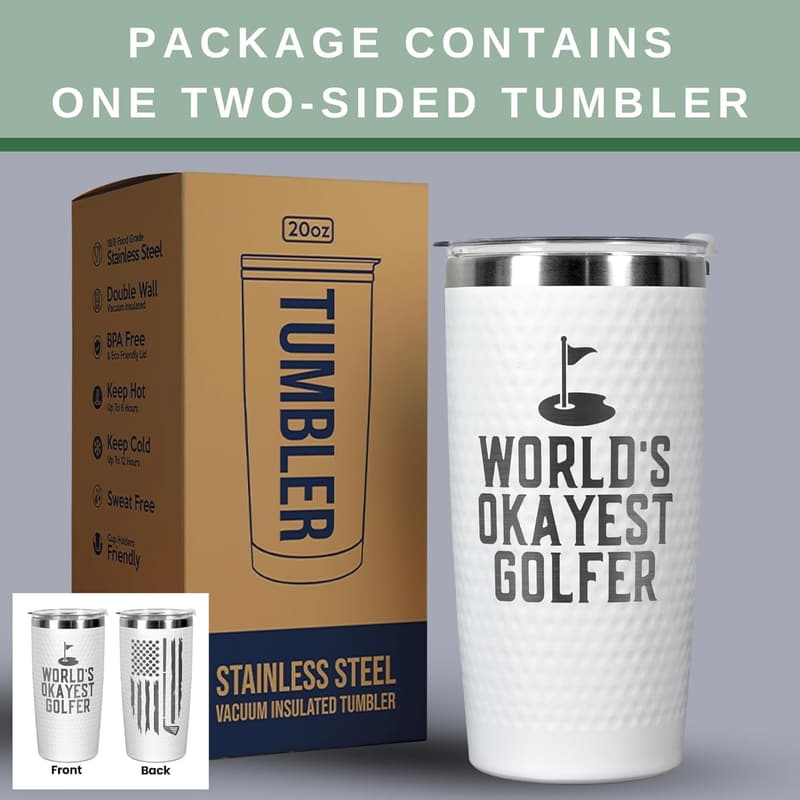 Father's Day Golf Gift - Funny 20 Oz Stainless Steel Tumbler for Men