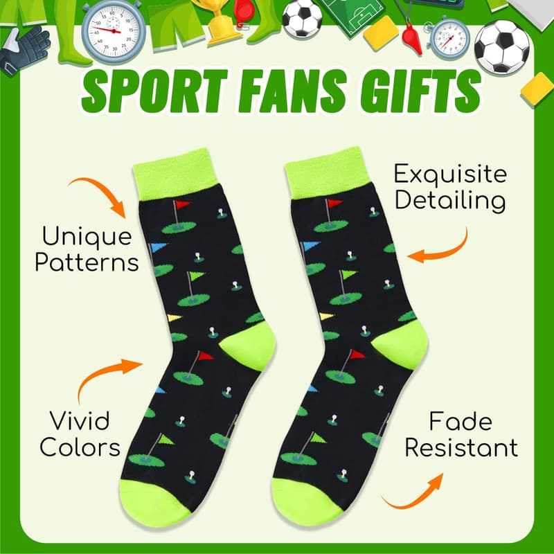 Men's Novelty Socks - Bowling, Golf, and American Flag Design