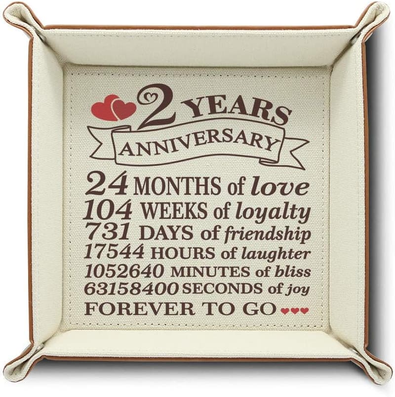 2nd Anniversary Cotton Print Tray Valet for Couples