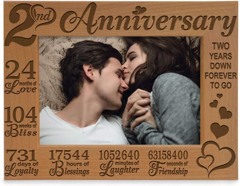 2nd Anniversary Engraved Cotton Picture Frame (4x6)