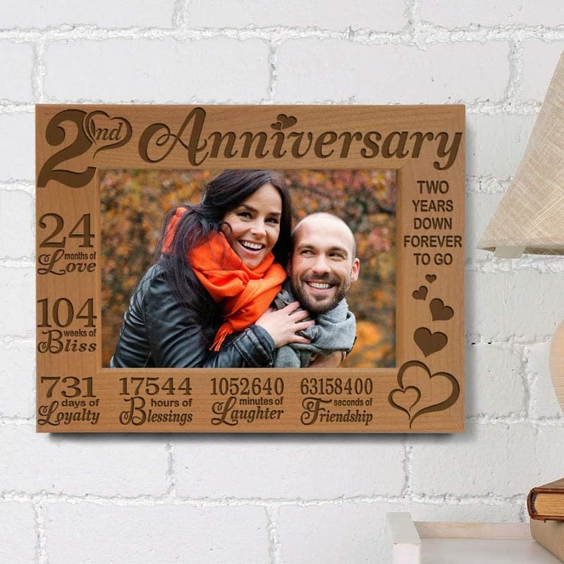 2nd Anniversary Engraved Cotton Picture Frame (4x6)