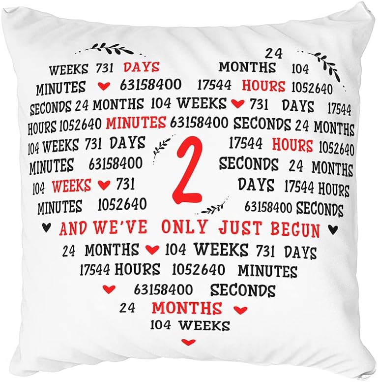 2nd Anniversary Decorative Cotton Pillowcase for Couples 18x18