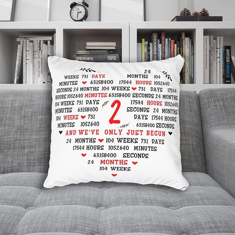 2nd Anniversary Decorative Cotton Pillowcase for Couples 18x18