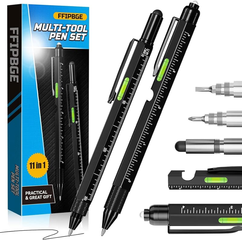 11-in-1 Multi-Tool Pen Set with LED Light – Father's Day Gift for Dad