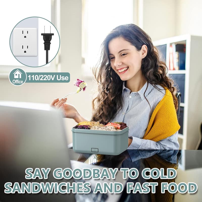 Portable Electric Heated Lunch Box – 1.8L Leakproof Stainless Steel