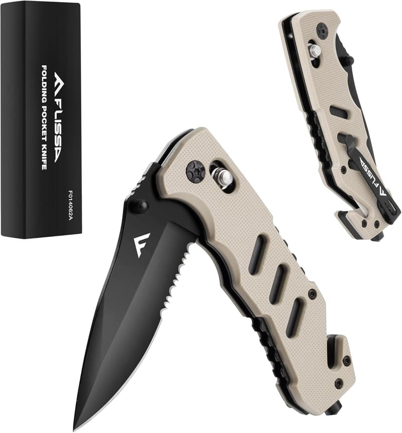 EDC Folding Pocket Knife with Clip and Glass Breaker for Dad
