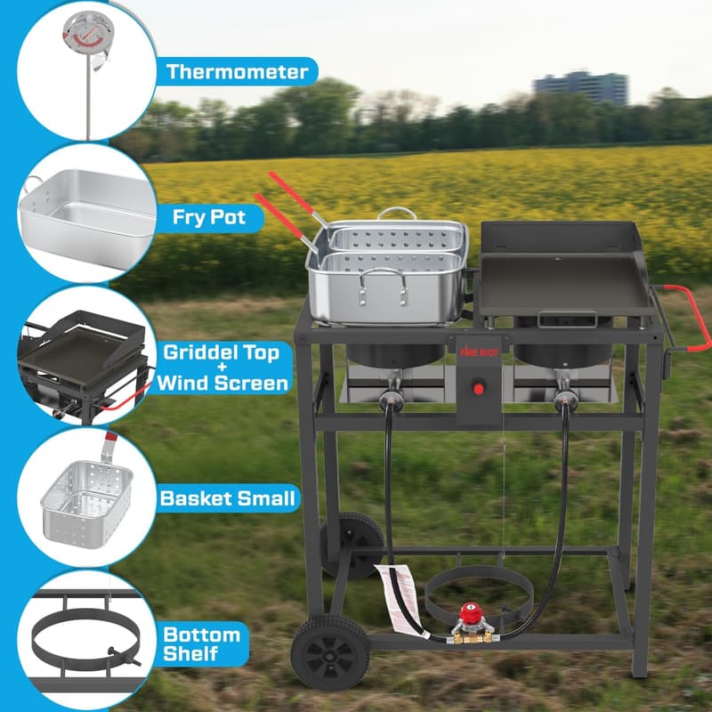 Portable Outdoor Propane Deep Fryer & Griddle Combo