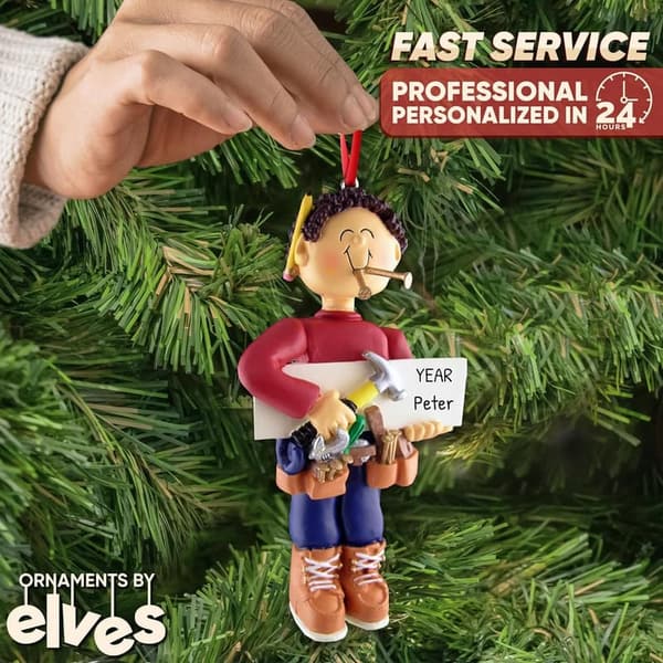 Personalized Christmas Tree Ornament 2024 - Artisan Woodworker Dad