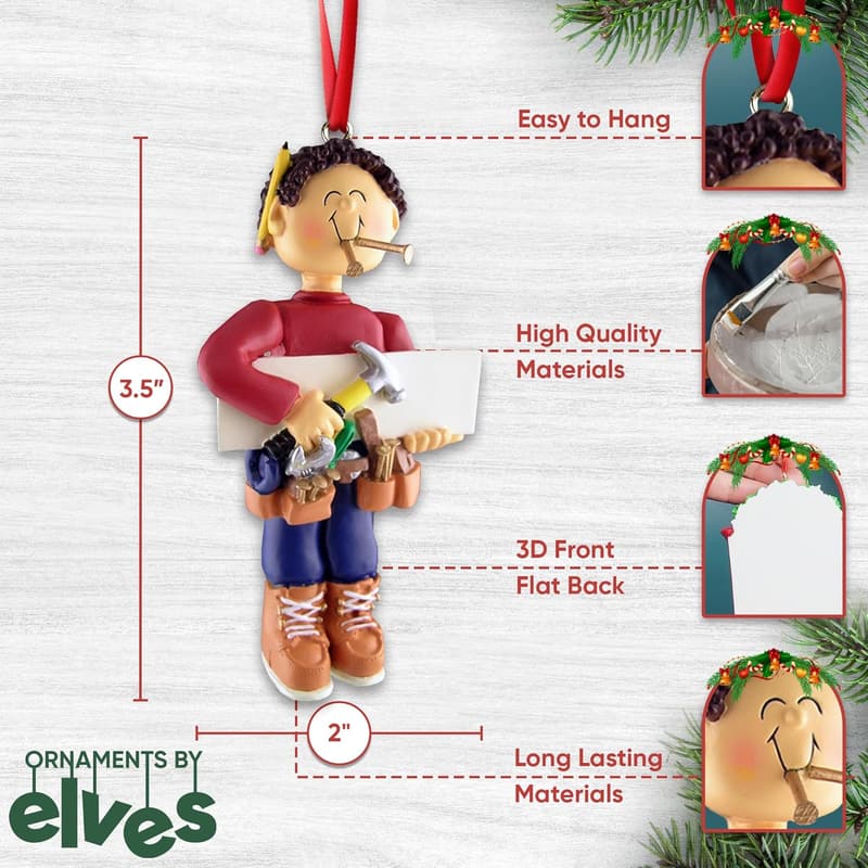 Personalized Christmas Tree Ornament 2024 - Artisan Woodworker Dad