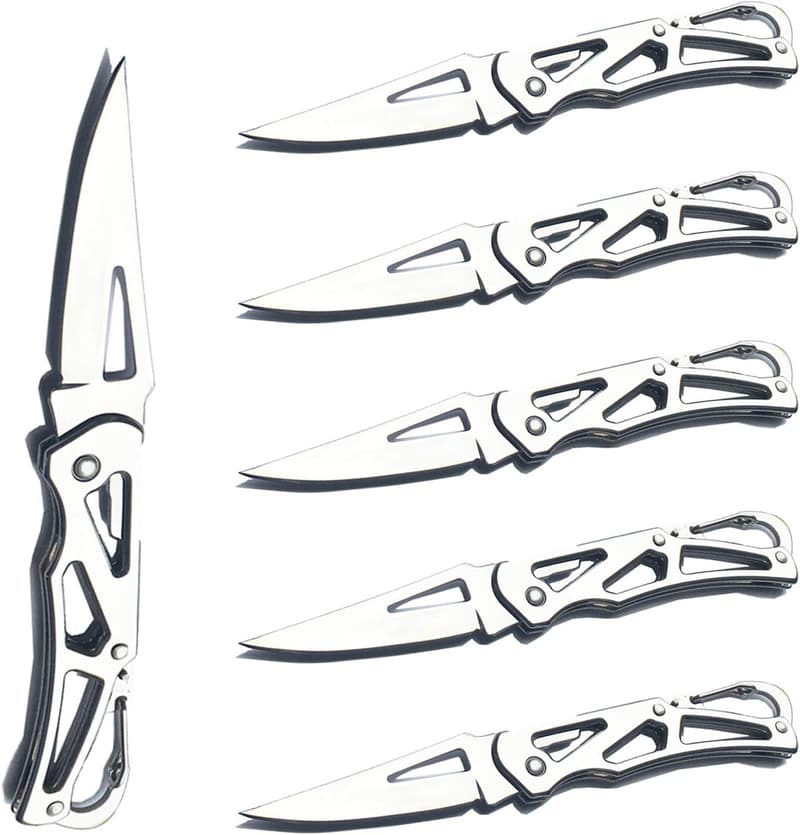 Survival Folding Knife Set - 6 Pack Stainless Steel Key Ring