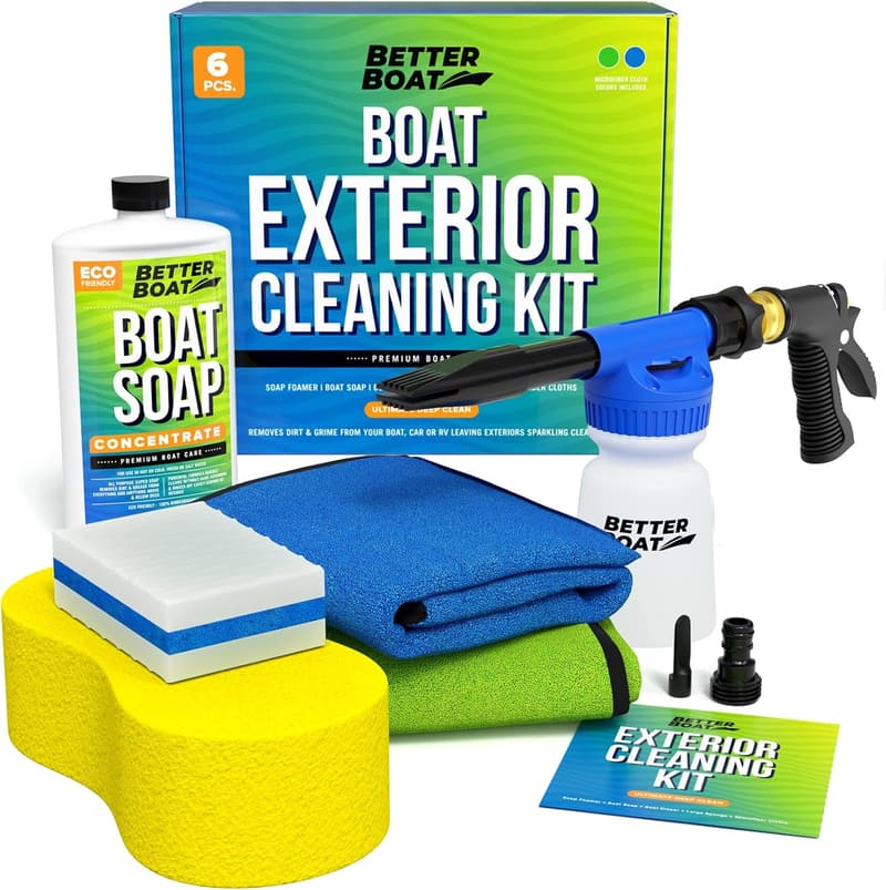 Boat Cleaning Kit: Marine Cleaner with Soap, Foam Gun & Cloths