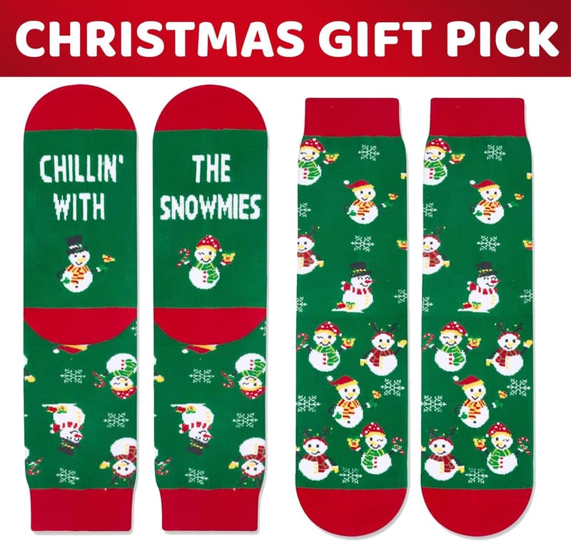 Funny Elf & Snowman Socks for Teens - Christmas Gift