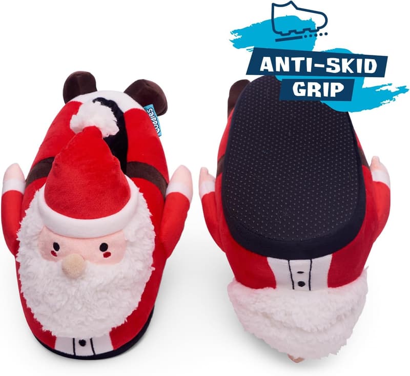 Funny Holiday Santa Slippers - Secret Santa Gift for All Sizes