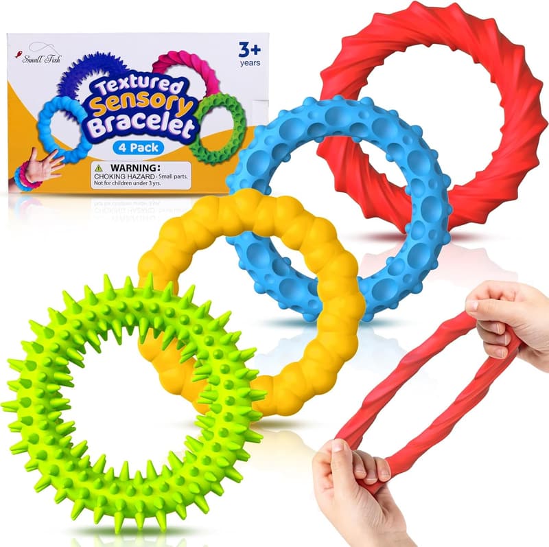 Calm Down Sensory Fidget Bracelets - 4 Pack for Kids & Adults