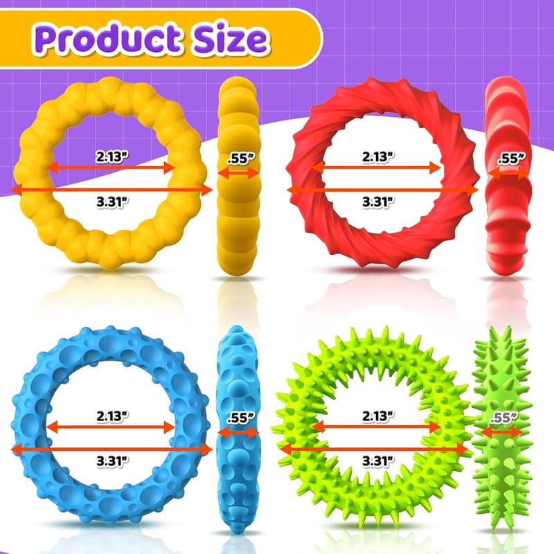 Calm Down Sensory Fidget Bracelets - 4 Pack for Kids & Adults