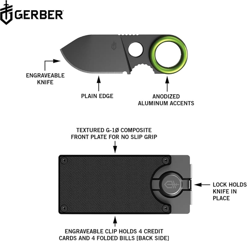 Stainless Steel Money Clip with Pocket Knife for Men