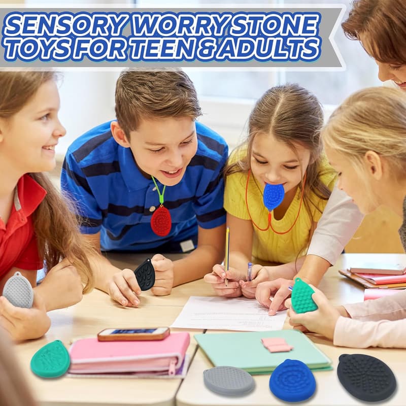 Christmas Fidget Toy Set - 6pc Textured Silicone for Stress Relief