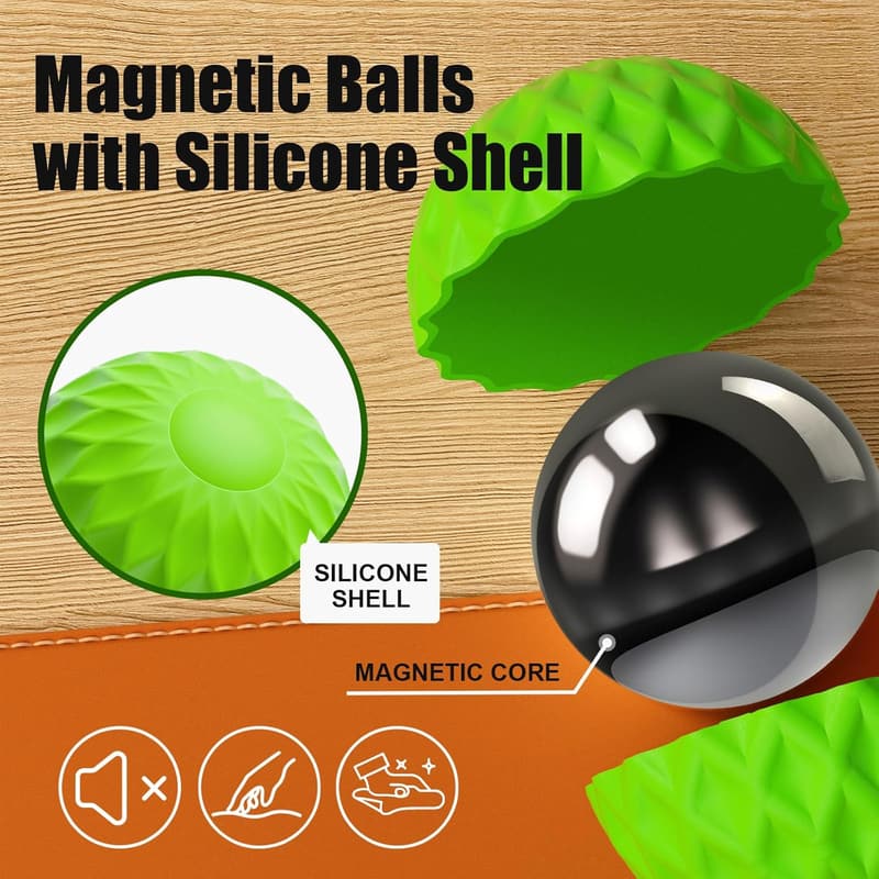 Fidget Toy Set: 6-Pack Silicone Magnetic Stress Relief Balls