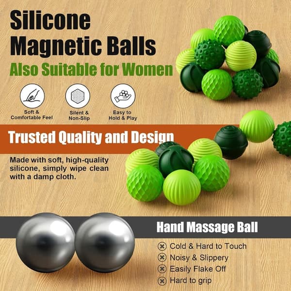 Fidget Toy Set: 6-Pack Silicone Magnetic Stress Relief Balls