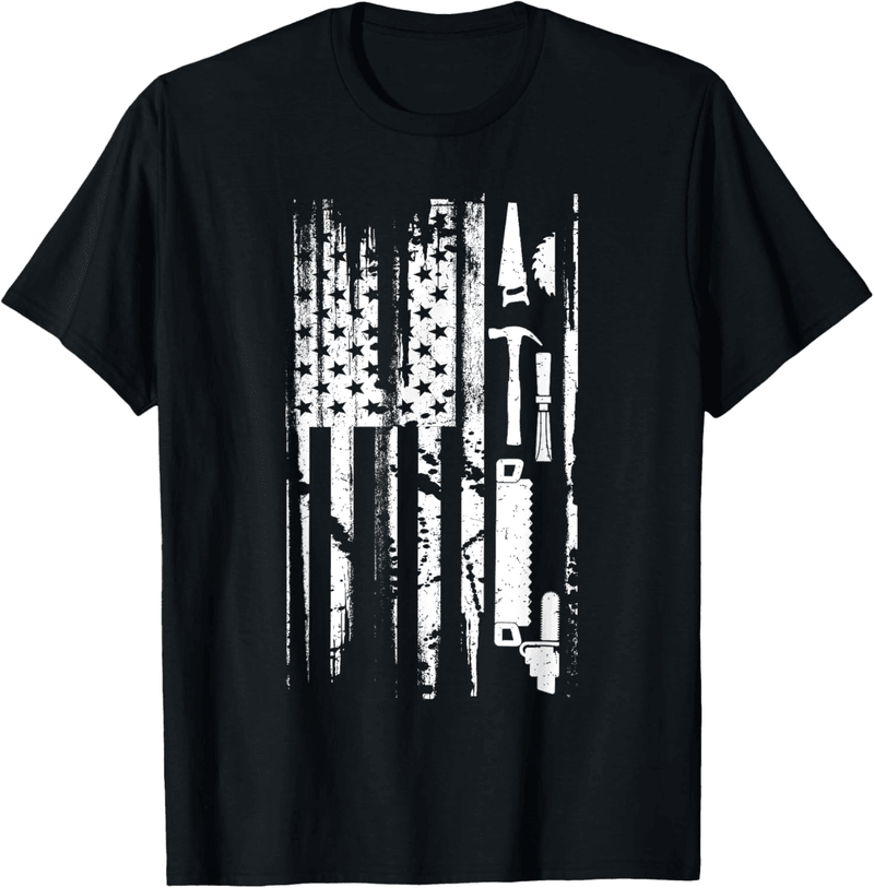 Carpenter T-Shirt - American Flag Woodworking Gift