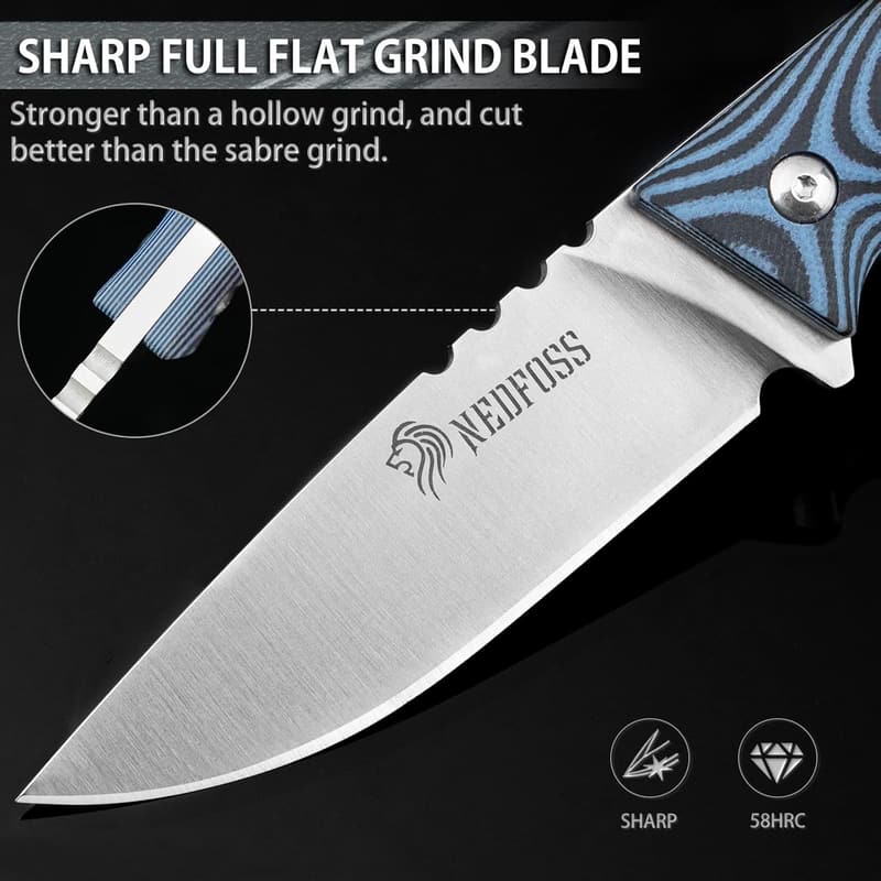 Outdoor Bushcraft Knife with Fire Starter, 3.5