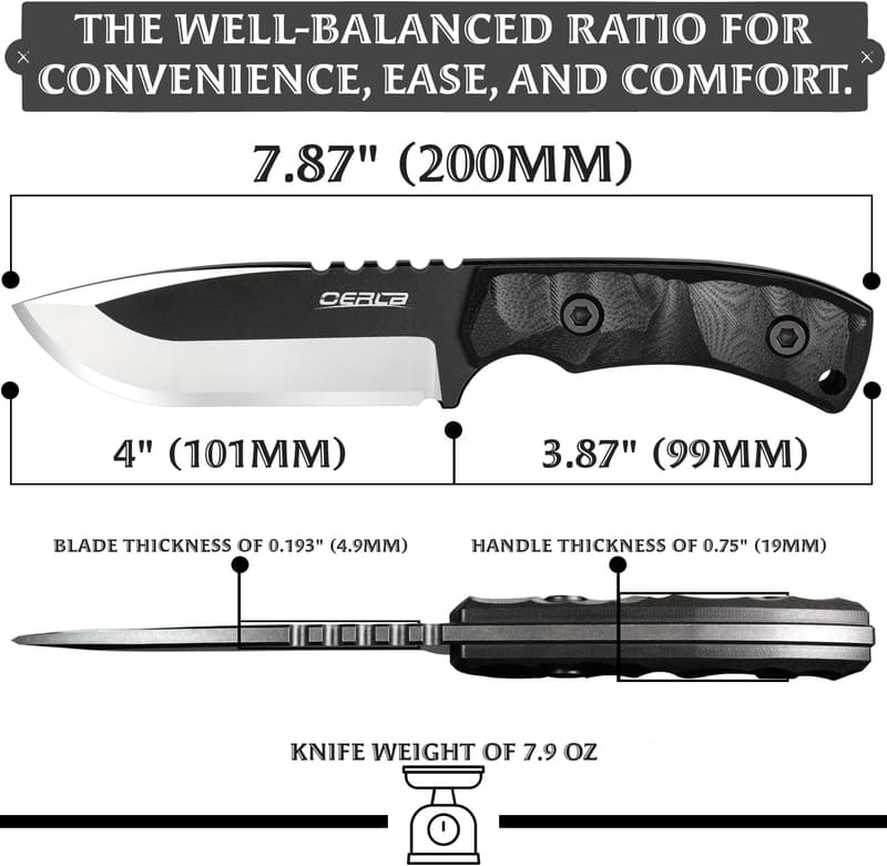 Outdoor Duty Knife with G10 Handle and Kydex Sheath