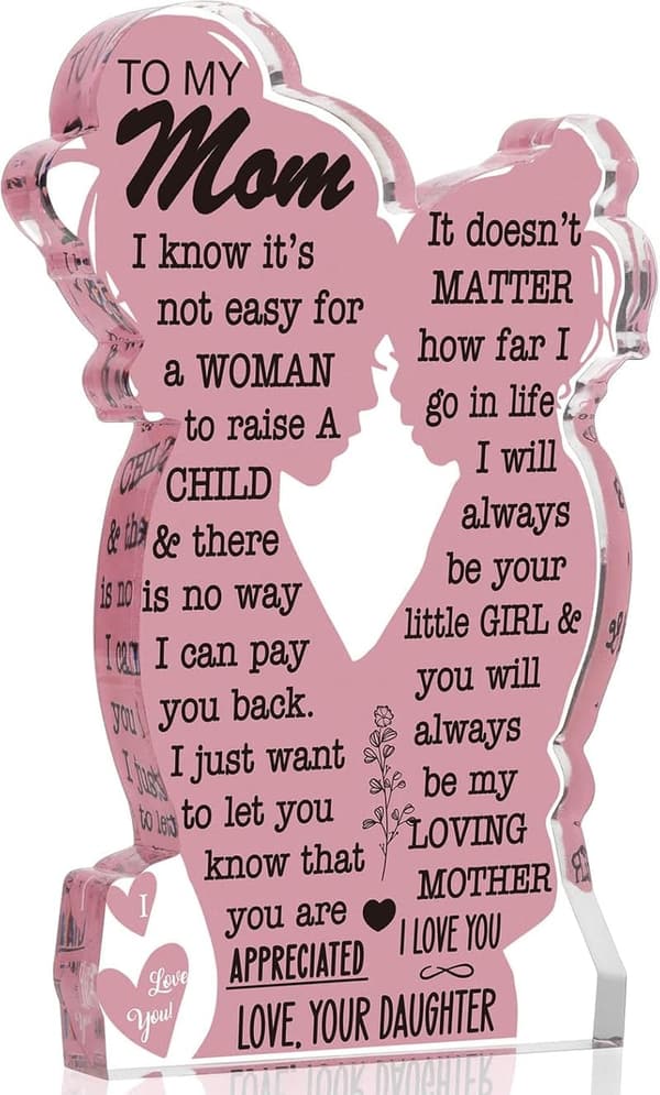 Mom Birthday and Christmas Acrylic Plaque Gift 5x3in