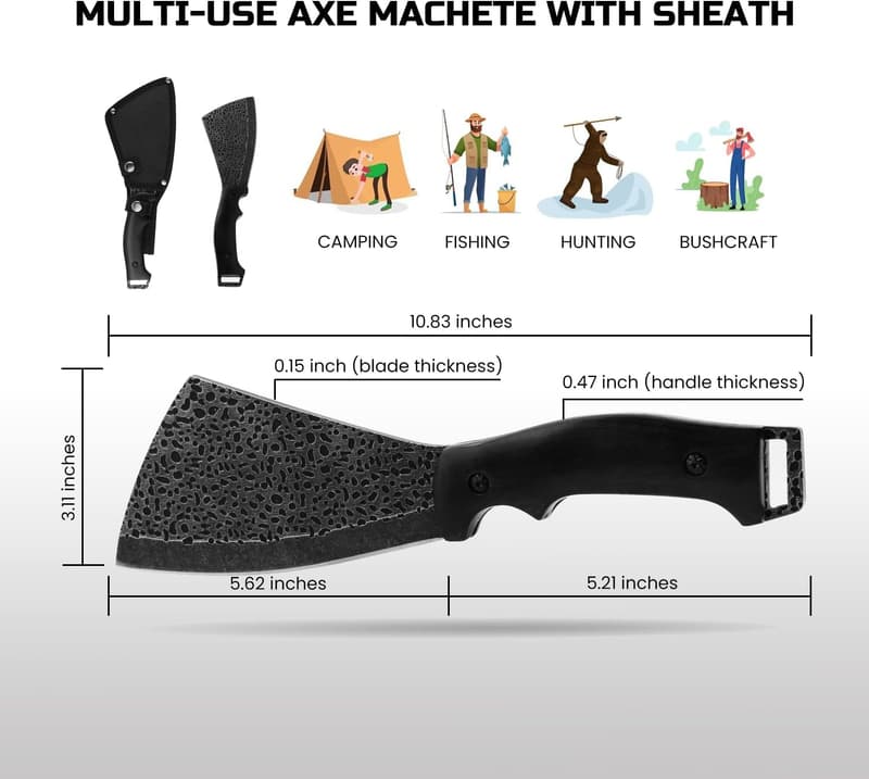 Compact 11-Inch Hatchet with Sheath for Camping & Gardening