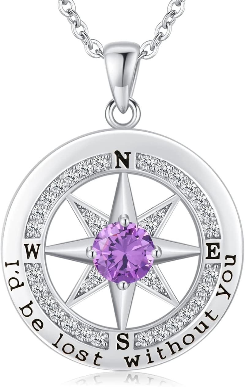 Women's Anniversary Sterling Silver Compass Necklace