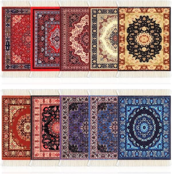 Vintage Oriental Fabric Drink Coasters - Set of 10