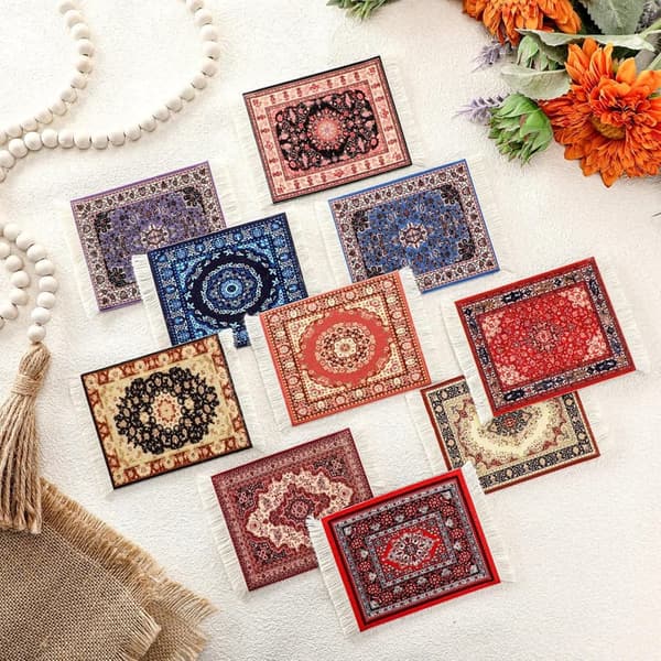 Vintage Oriental Fabric Drink Coasters - Set of 10