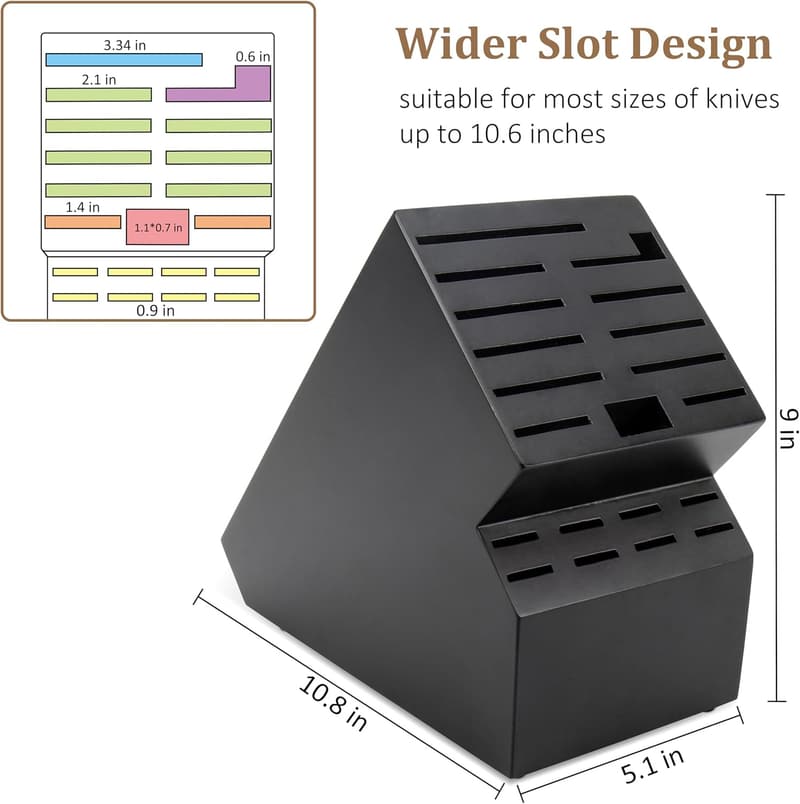 Acacia Wood 20-Slot Knife Block Organizer for Kitchen