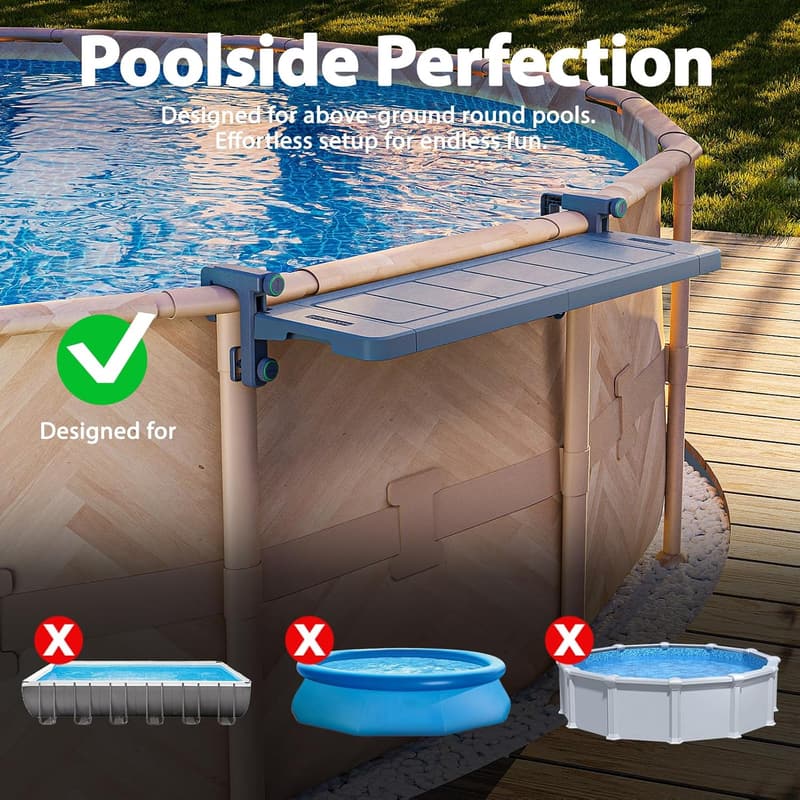 Patio Poolside Table for Above-Ground Pools - Weather Resistant