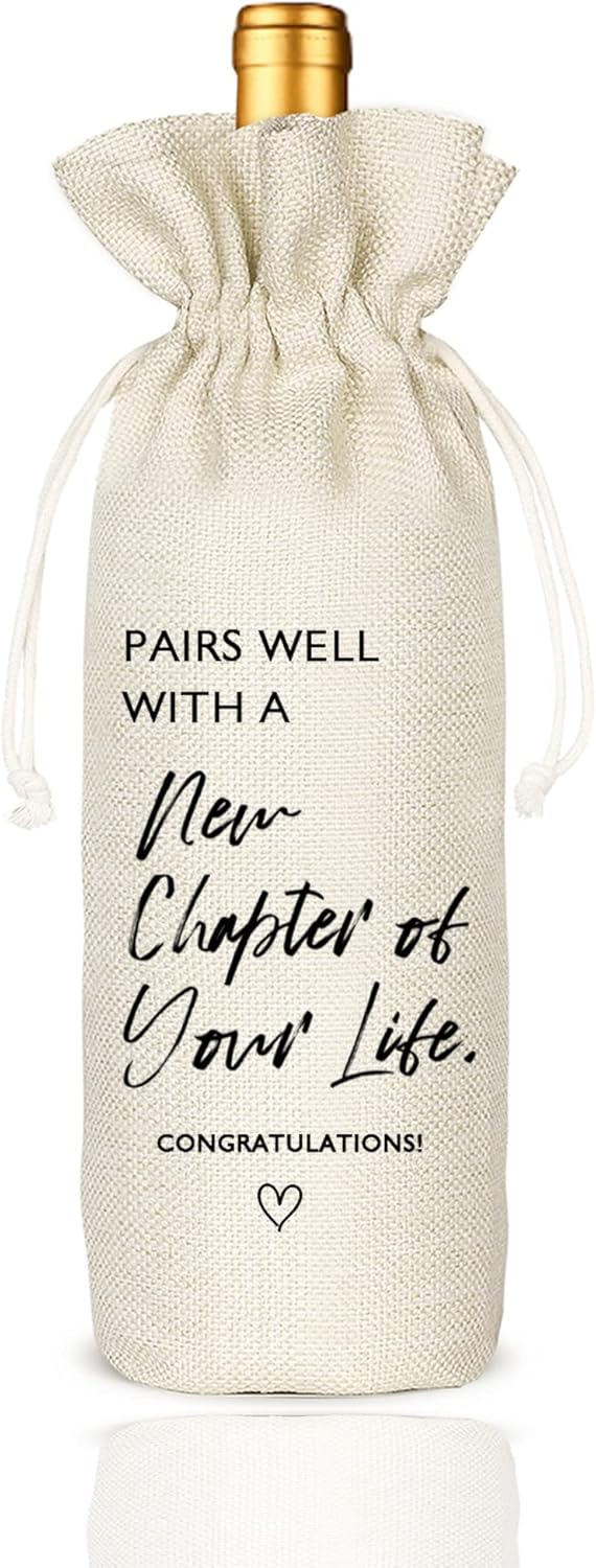 New Job Wine Bag - Burlap Drawstring Gift for Colleagues