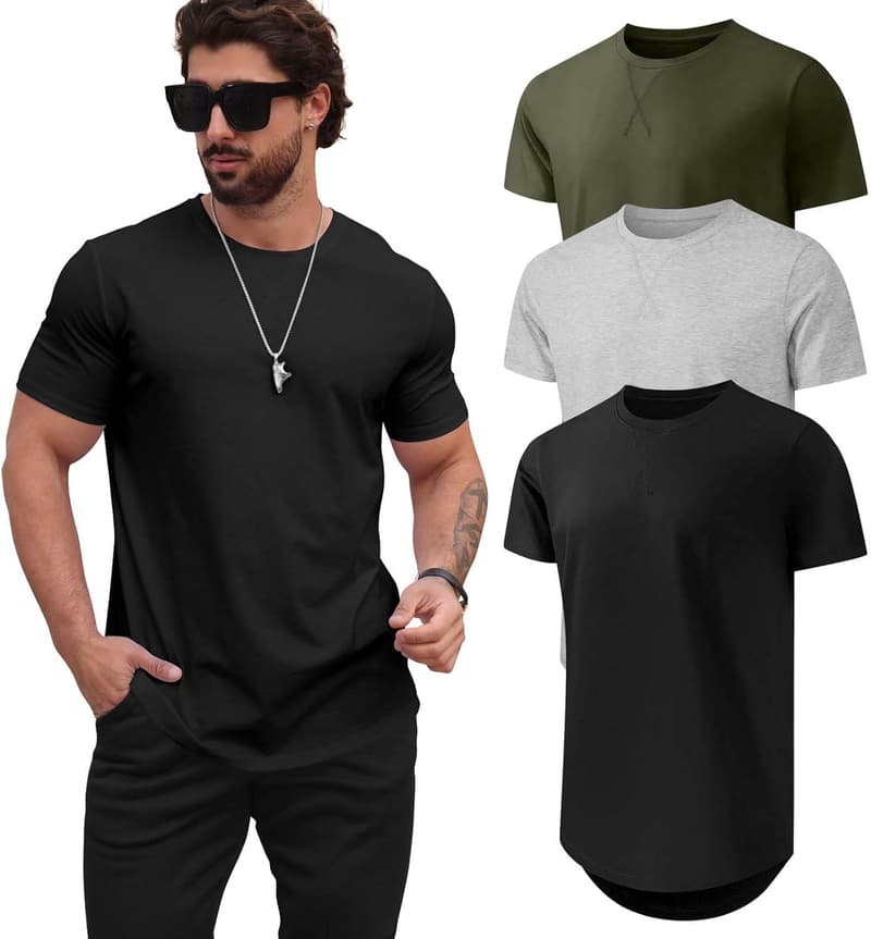 Casual Hipster Men's Longline Crewneck T-Shirt