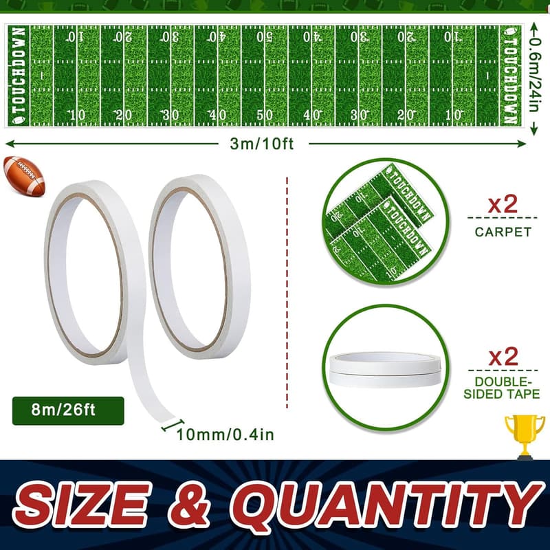 Football Game Day Tablecloth & Aisle Runners Set, 10 ft