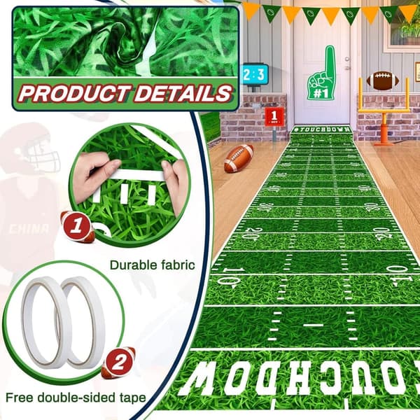 Football Game Day Tablecloth & Aisle Runners Set, 10 ft