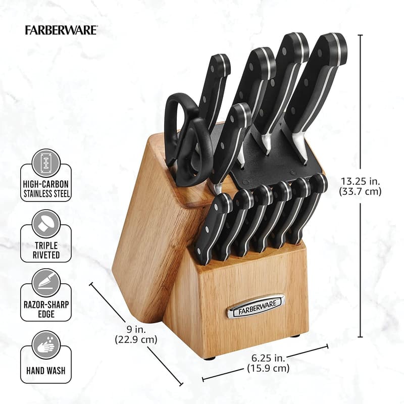 Farberware 13-Piece Self-Sharpening Knife Set with EdgeKeeper