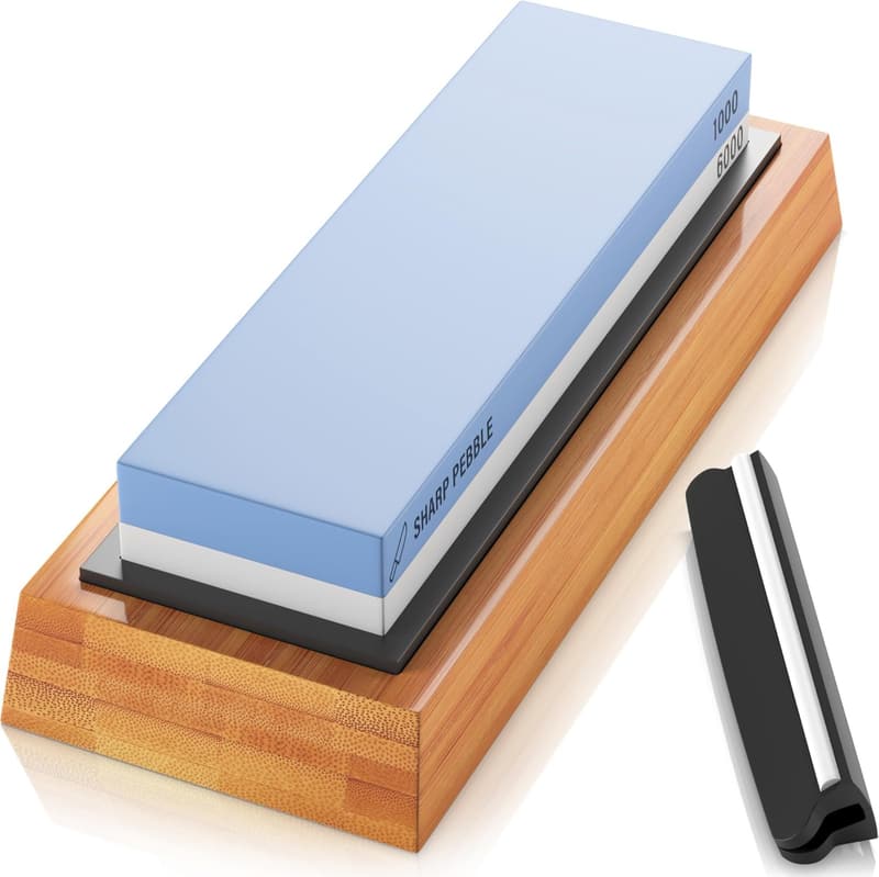 1000/6000 Grit Whetstone Knife Sharpener with Bamboo Base