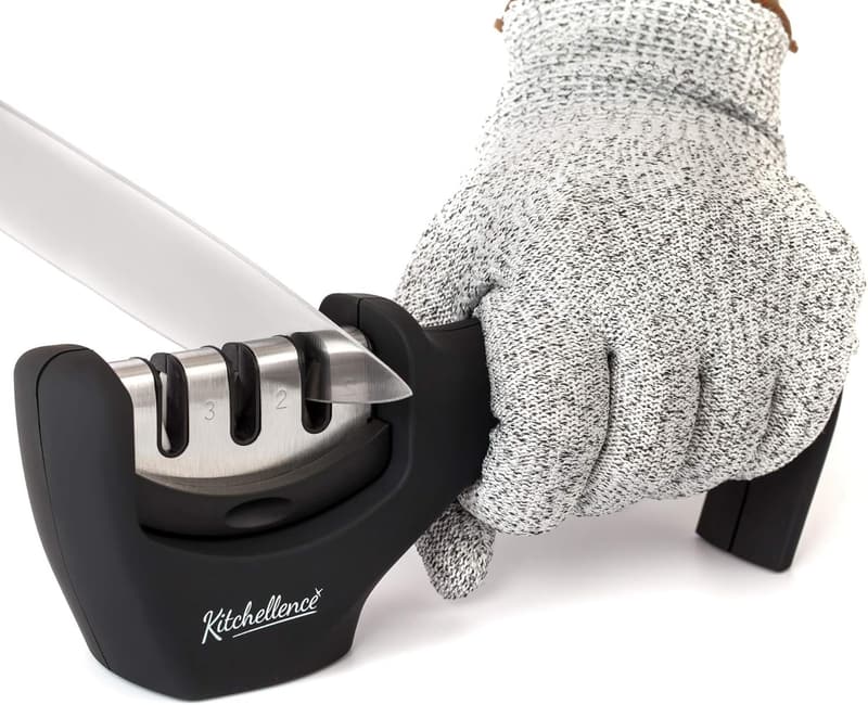 3-Stage Knife Sharpener & Cut-Resistant Glove Set